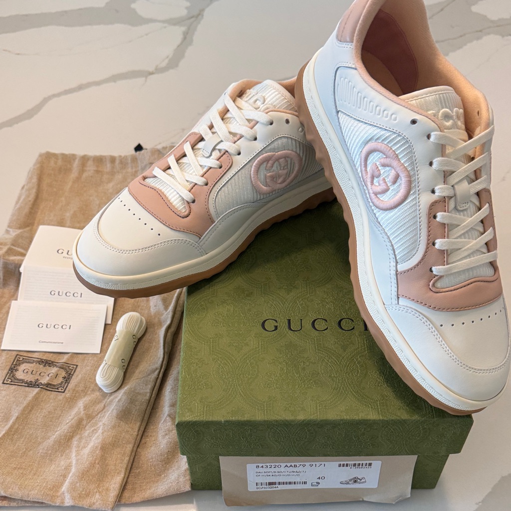 Gucci Mac 80 Low-Top Gg Logo Eur 40 Us 9.5-10 Leather Sneakers